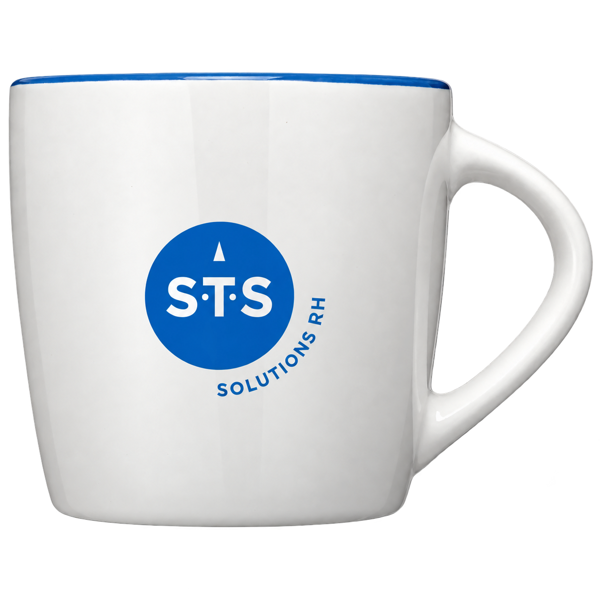 Mug Aztec avec personnalisation STS — Blanc / bleu · logo bleu