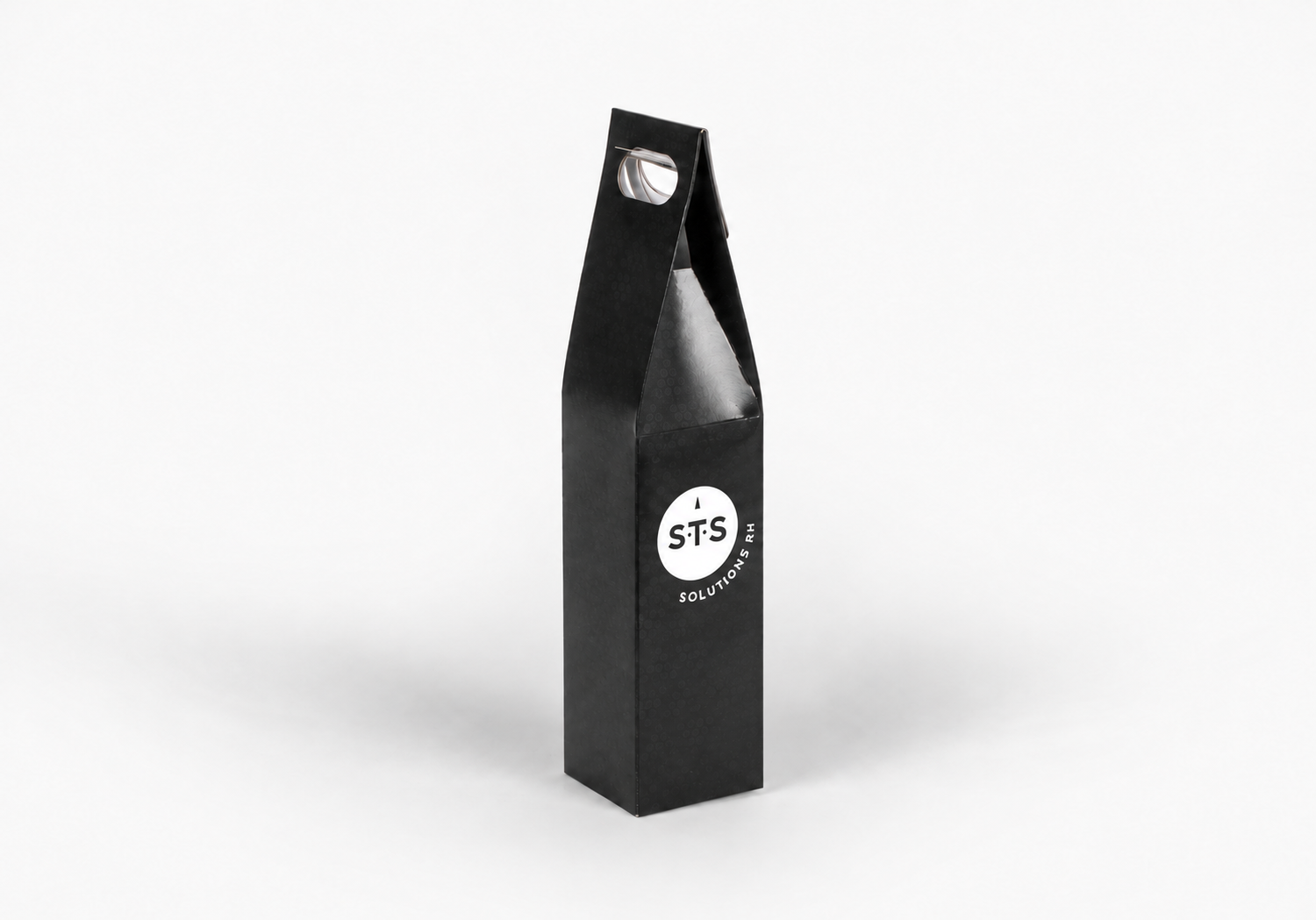 Étui bouteille avec personnalisation STS — Habillage noir · logo blanc