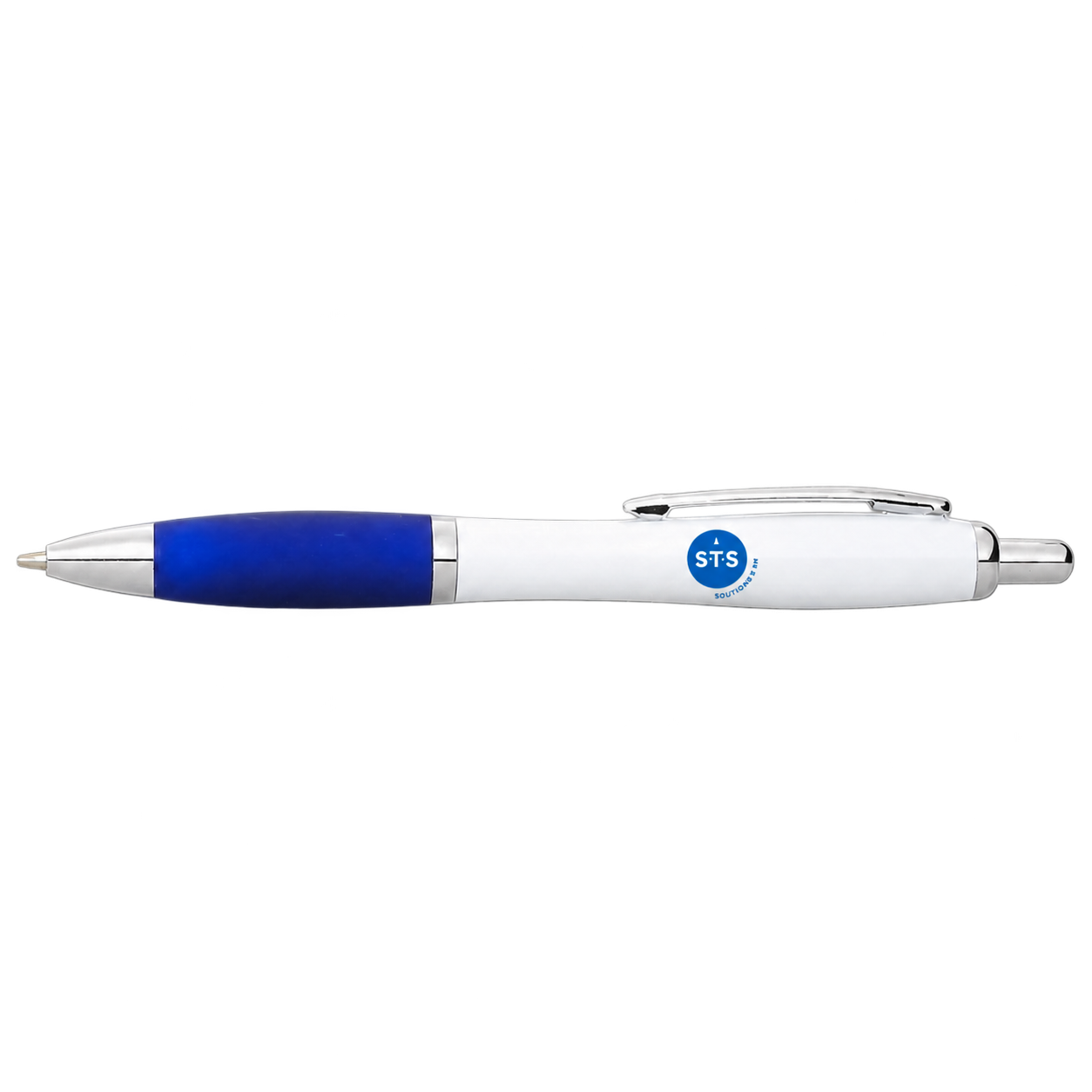Stylo Nash avec personnalisation STS — Blanc / bleu · logo bleu